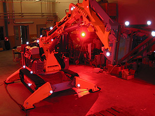 Brokk hydraulic demolision robot with reflectors.